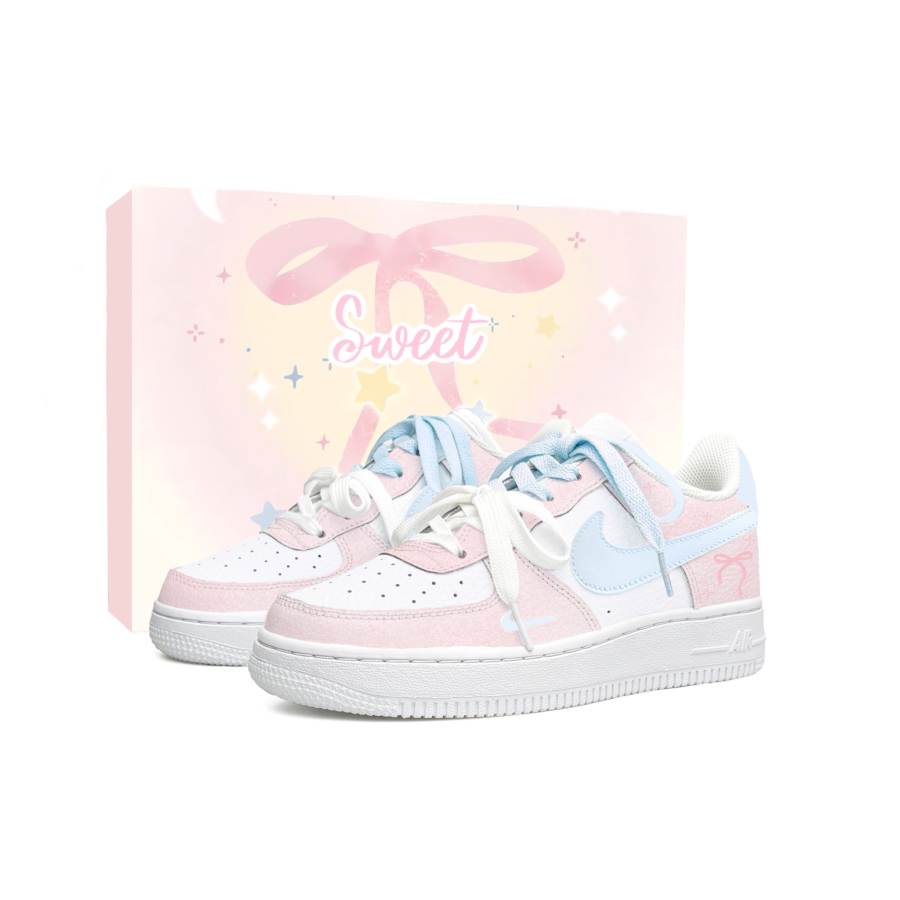 Nike Nike Air Force 1 Vassell Abrasion Resistant Height Increasing Low top Kids' Skateboarding Shoes Pink Blue Teenagers