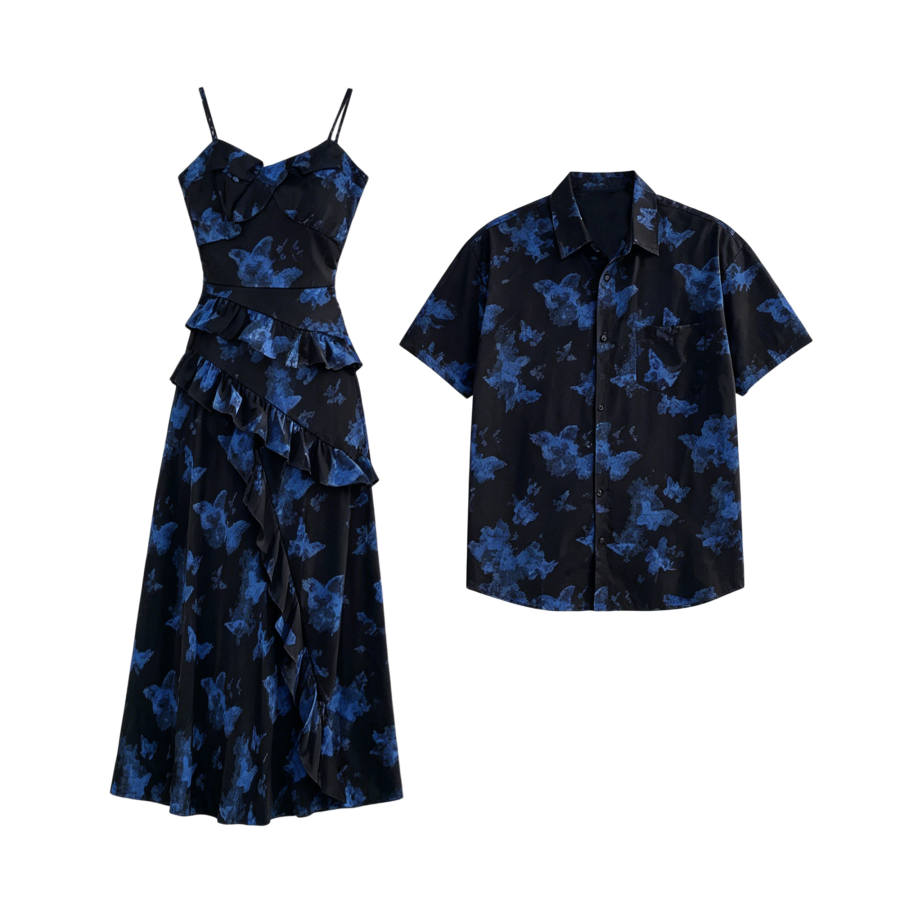 TUSHIFEI Couple Sets Women's Polo Collar Moderate Long