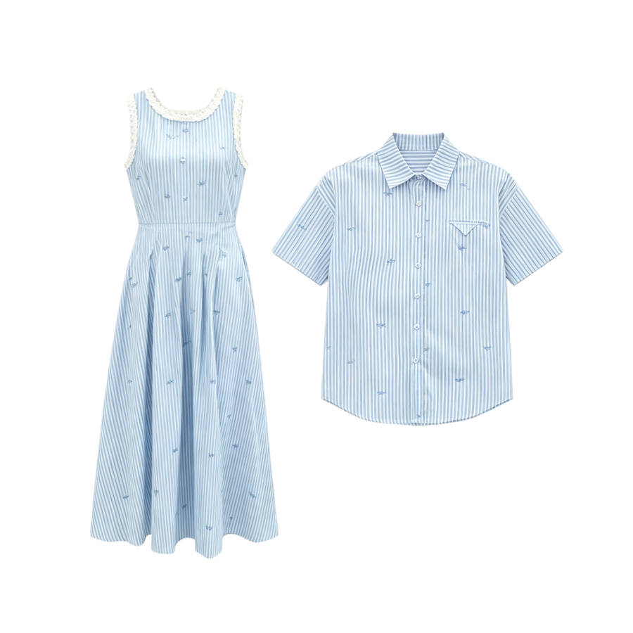TUSHIFEI Couple Sets Women's Polo Collar Moderate Mid Length