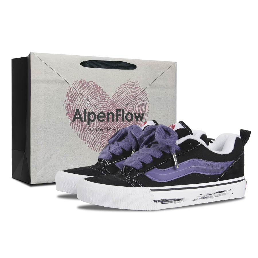 Vans Knu Skool Abrasion Resistant Low top Skateboard Shoes Unisex Black Purple White