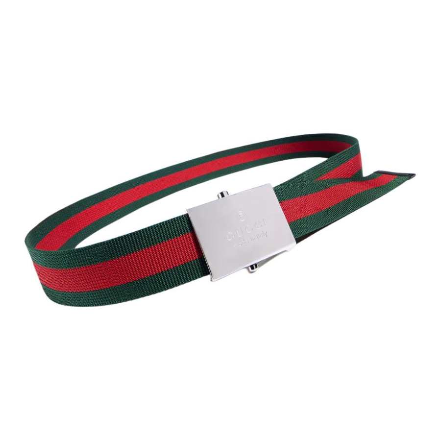 GUCCI GUCCI Fabric Belts Unisex Red/Green Width 3.5cm