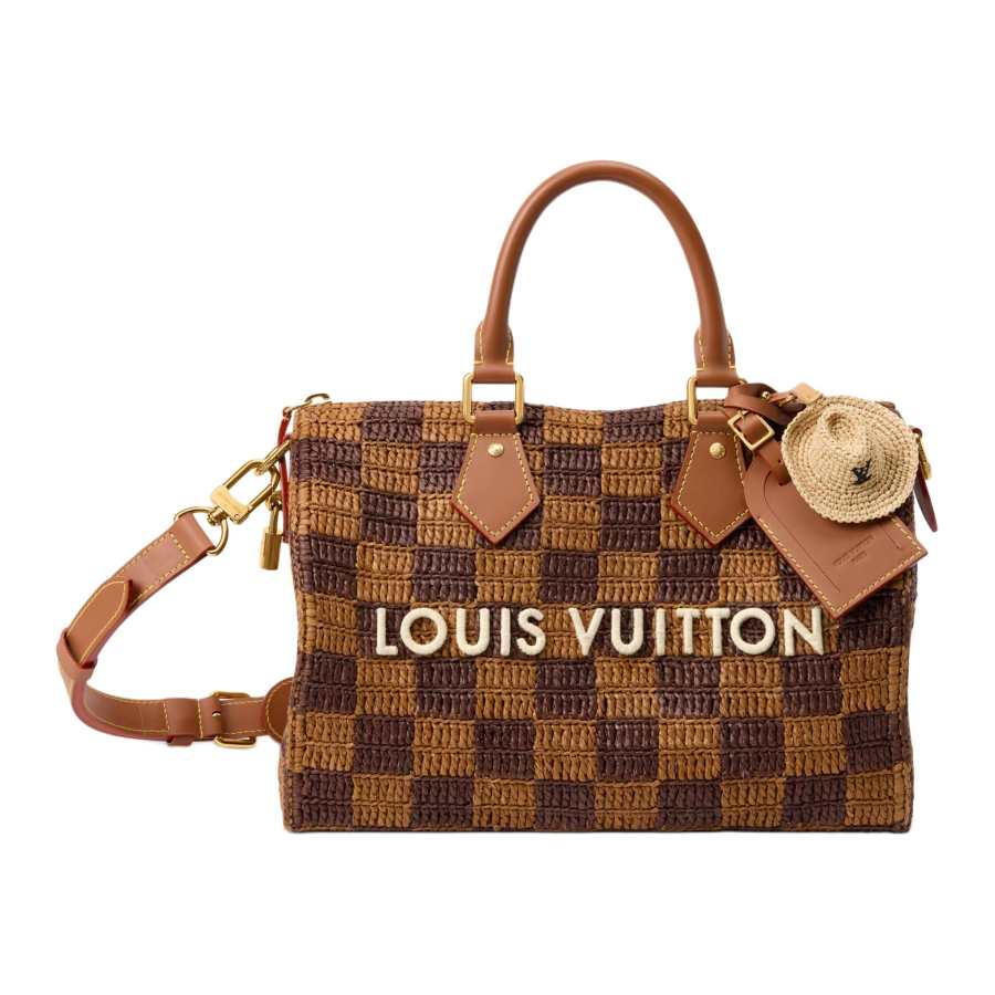 LOUIS VUITTON Speedy Raffia Shoulder Bag, Crossbody Bag, Handbag Men's Brown