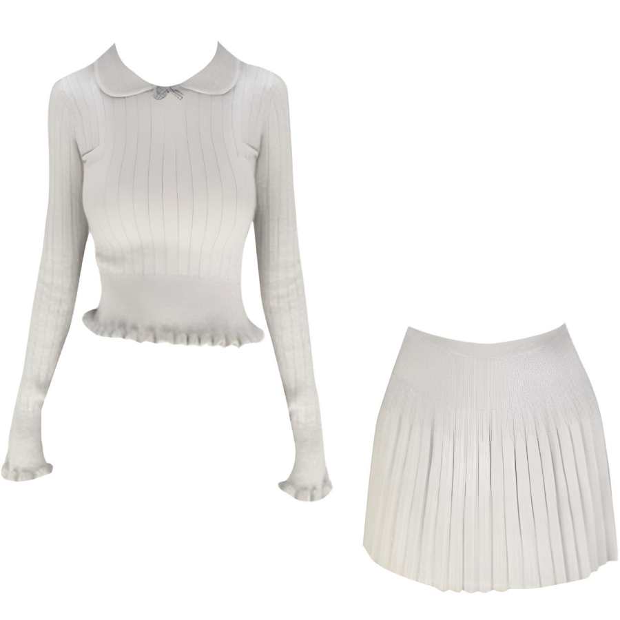 JBBCN Two Piece Skirt Sets Women's Peter Pan Collar Moderate Short