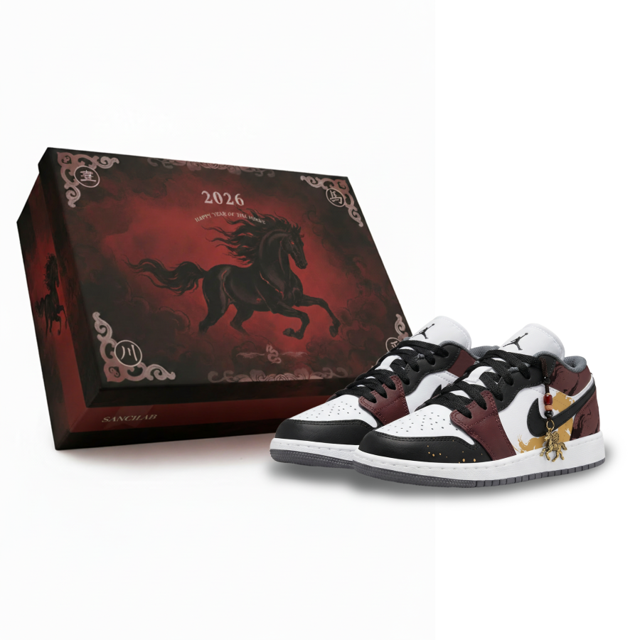 Jordan Jordan Air Jordan 1 Lemon Joy Abrasion Resistant Low top Children's Basketball Shoes Black Red Unisex