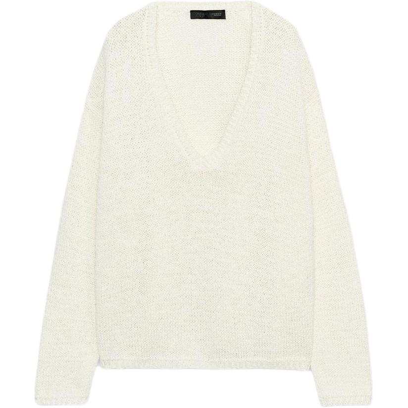 ZARA Knitwear Women's White V Neck Moderate