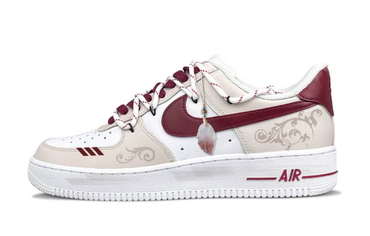 Nike Nike Air Force 1 Slip Resistant Cushioning Abrasion Resistant Low top Skateboard Shoes Unisex White Red