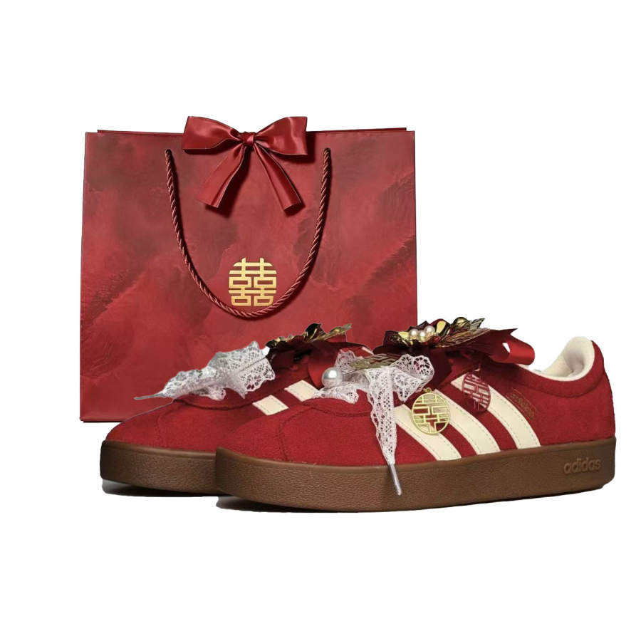 Adidas Adidas Vl Court Classic Joy 3.0 Shopping Bag Abrasion Resistant Low top German Army Trainers Unisex Red