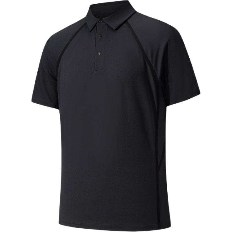 ANTA Polo Shirts Men's Black Polo Collar Moderate Straight Fit