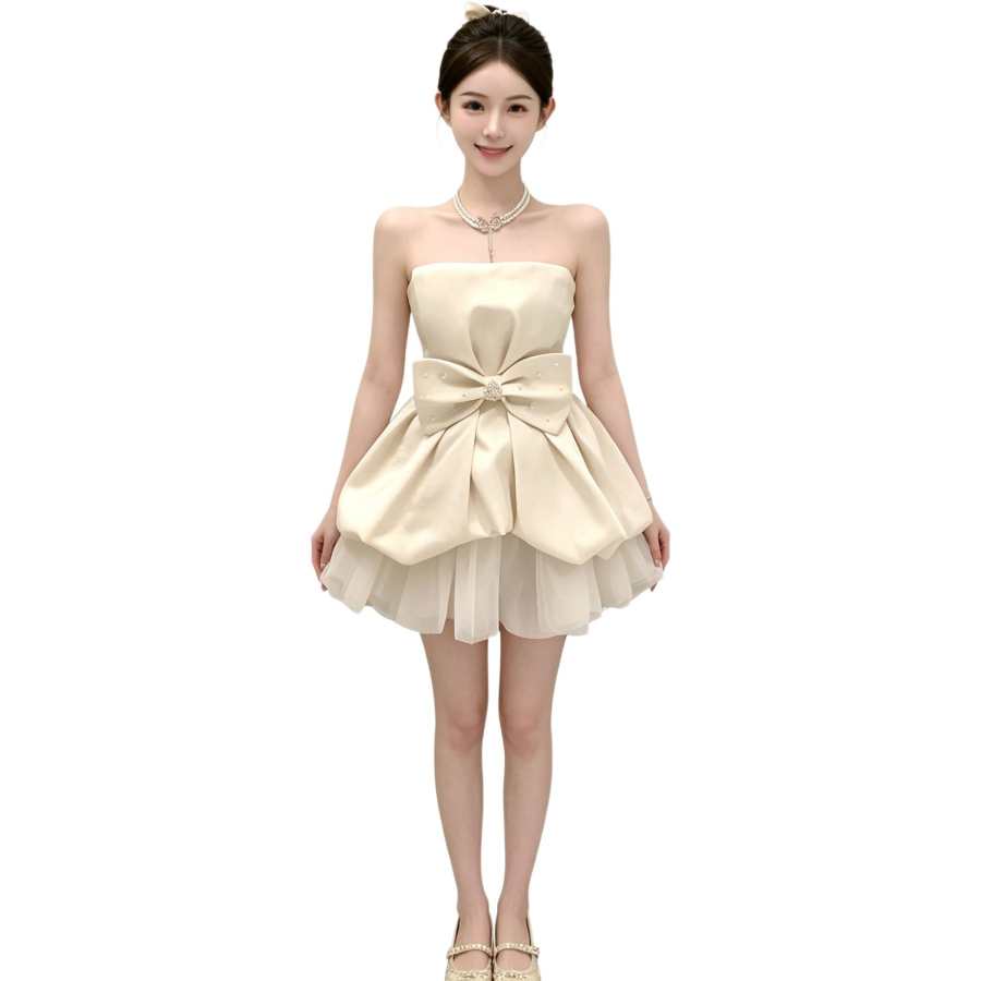JBBCN Sleeveless Dresses Women's White Collarless Moderate Short