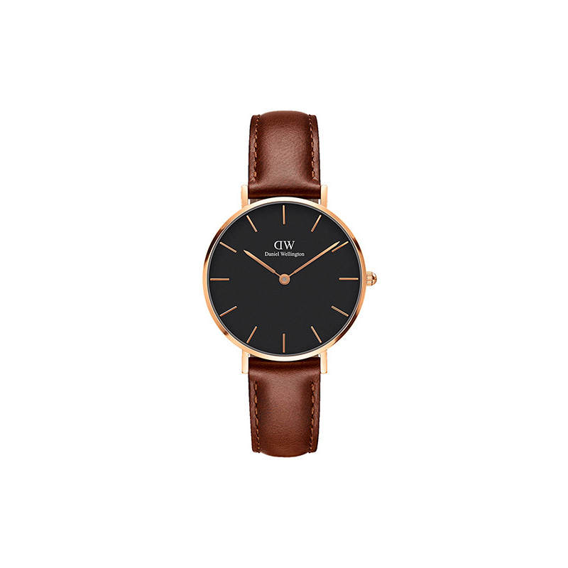 DW/DanielWellington Daniel Wellington DanielWellington Watch Wrist Watches Quartz Movement Leather Strap Black Dial Women's Watch