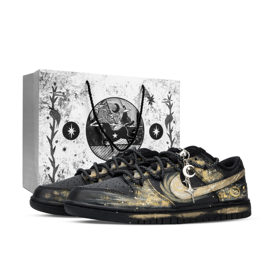 Nike Nike Dunk Monster Lab, Greed Low top Skateboard Shoes Unisex Black White Gold
