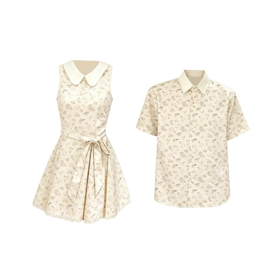 TUSHIFEI Couple Sets Women's Polo Collar Moderate Short