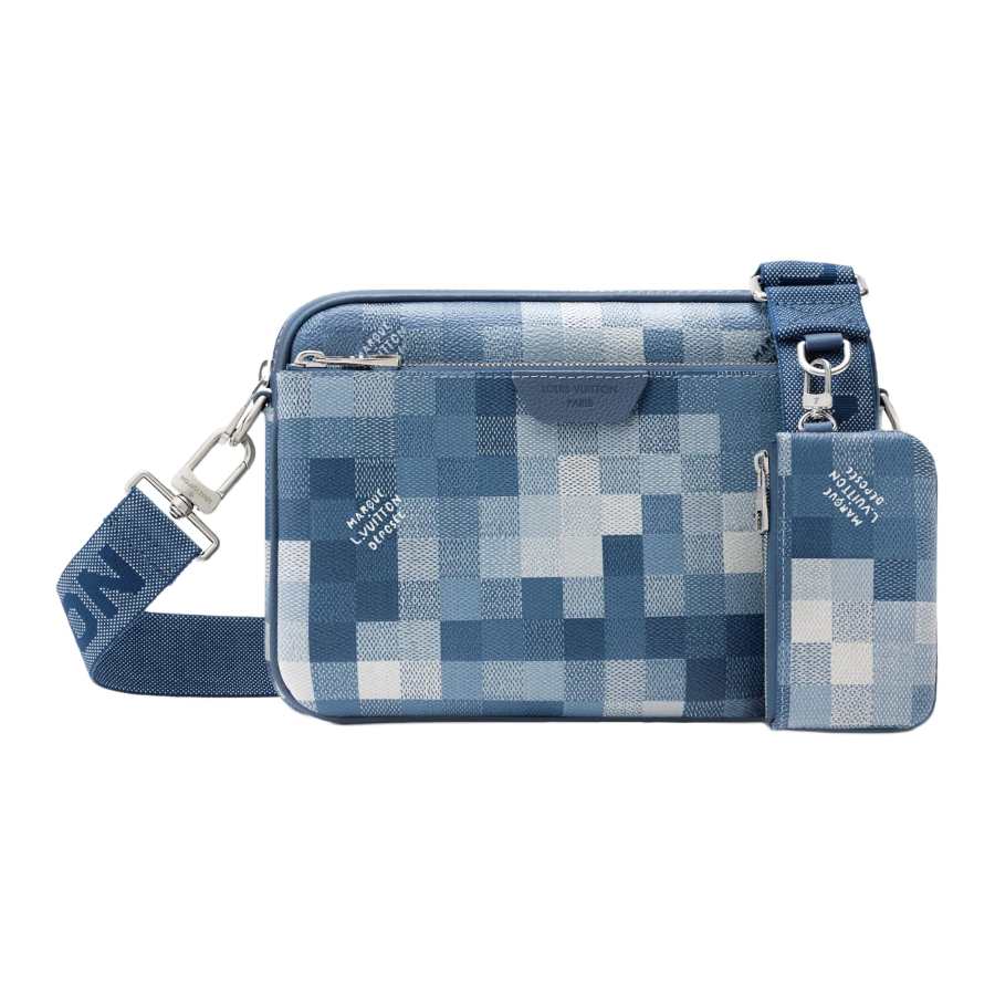 LOUIS VUITTON Trio Damoflage Coated Canvas Messenger Bag, Shoulder Bag, Crossbody Bag Men's Indigo