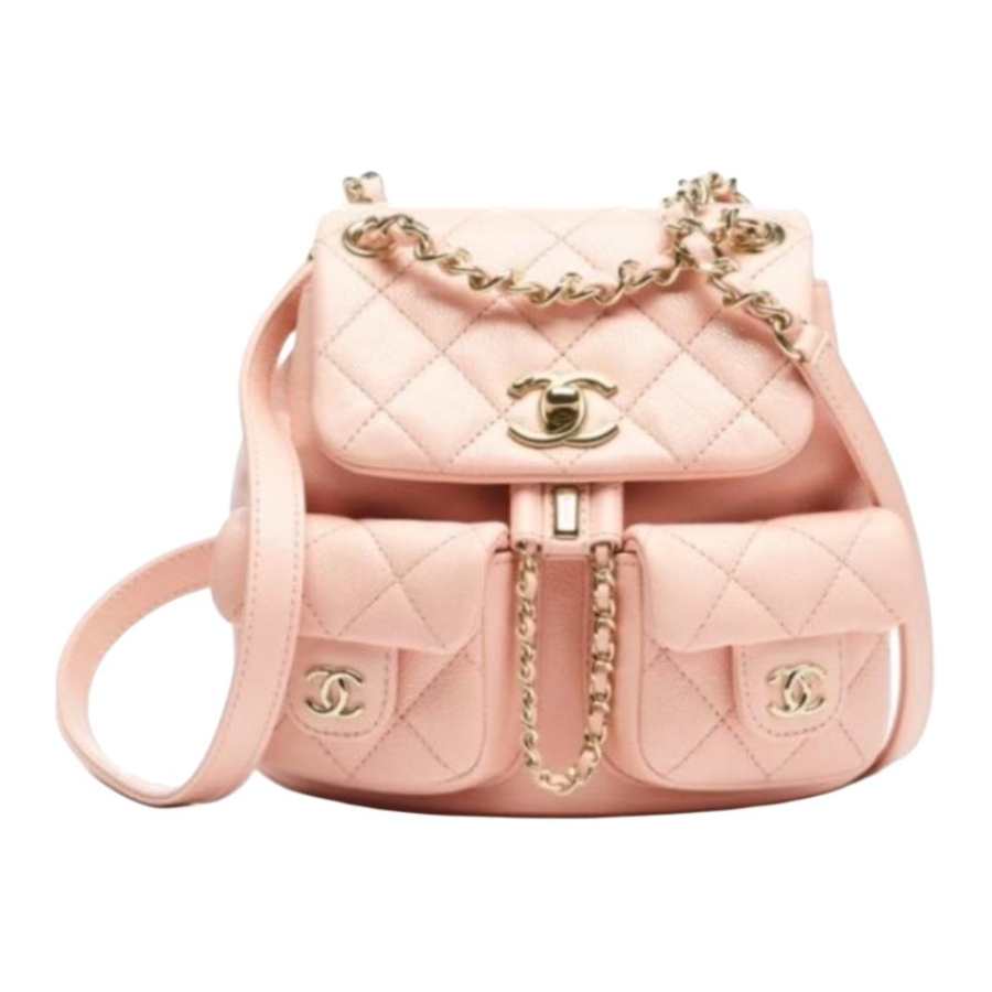 CHANEL Grain Calfskin & Gold Metal Backpack Small Women's Light Pink