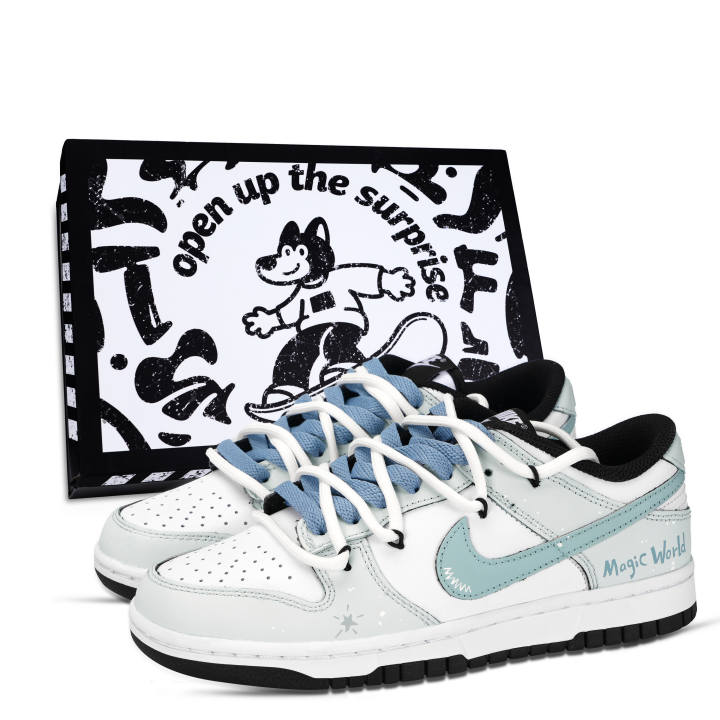 Nike Nike Dunk Black White, Mirage Star Blue Leather Low top Skateboard Shoes Unisex Gray Blue