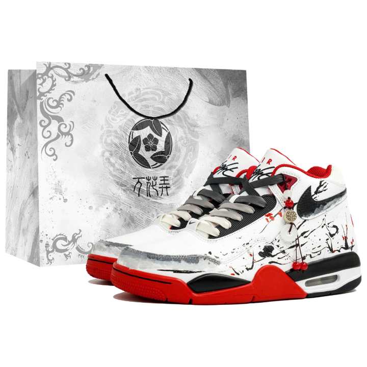 Nike Nike Flight Legacy Slip Resistant Abrasion Resistant Mid top Vintage Basketball Shoes Unisex White