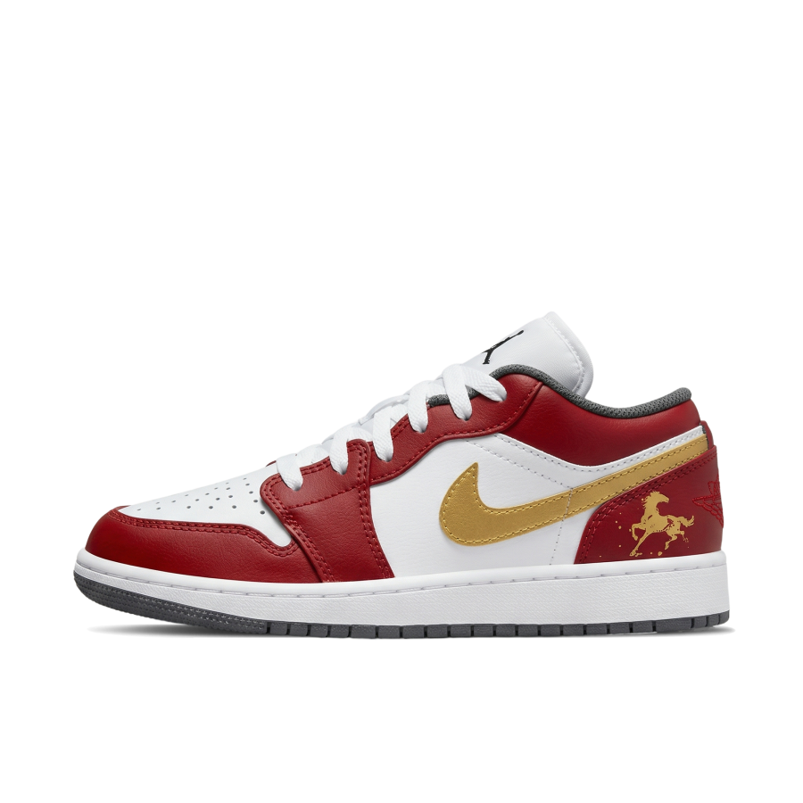 Jordan Jordan Air Jordan 1 Lucky Red Makeup Abrasion Resistant Low top Children's Basketball Shoes Red Unisex