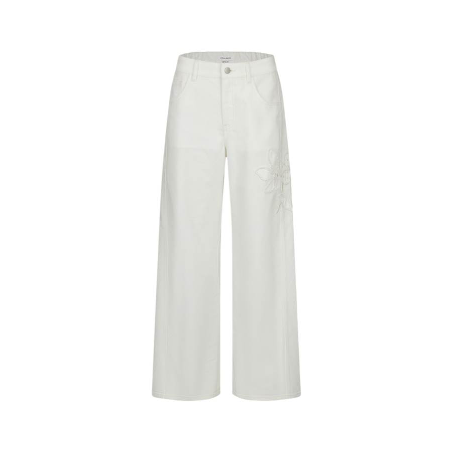 URBAN REVIVO Jeans Women's White Moderate Wide Leg Pants