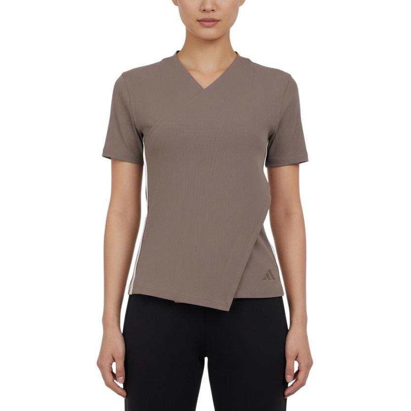 Adidas Adidas T Shirts Women's Mocha V Neck Moderate