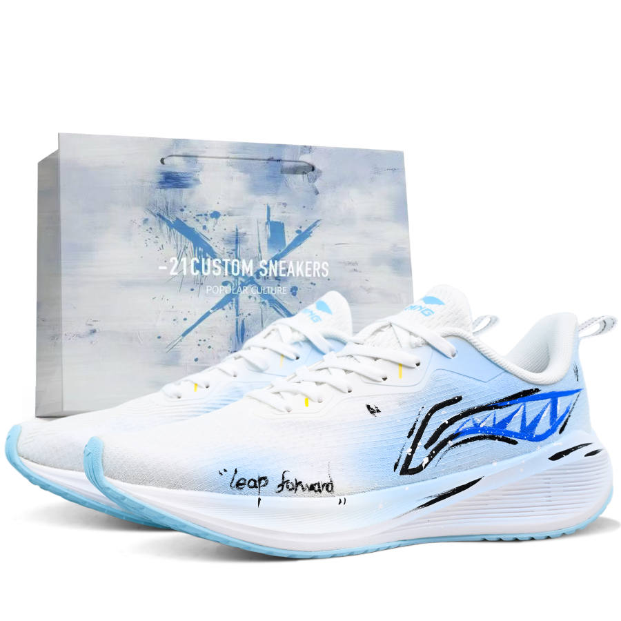 Li-Ning Li Ning Wuyue Mid top Casual Running Shoes Men's White Blue