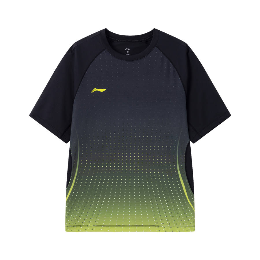 Li-Ning Li Ning T Shirt Men's Black With Digital Green Positioning All Over Print