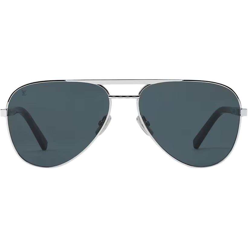 LOUIS VUITTON Attitude Metal Aviator Sunglasses Men's Silver