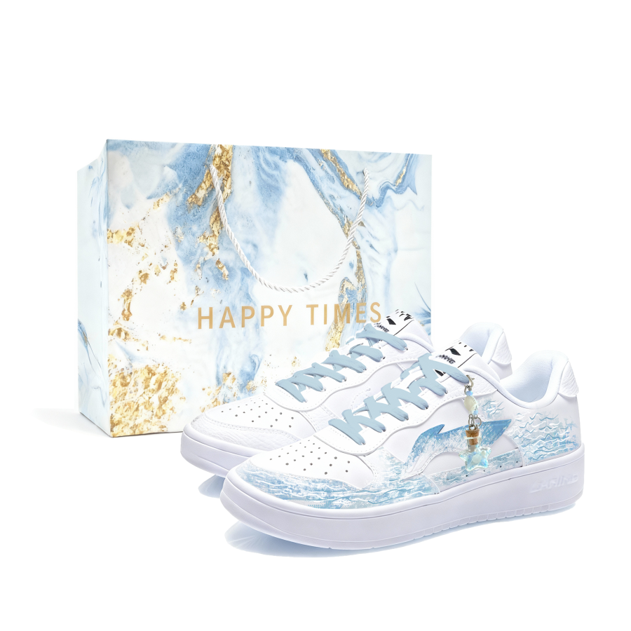Li-Ning Li Ning Floating Boat Synthetic Leather Abrasion Resistant Lightweight Low top Skateboard Shoes Unisex Sky Blue