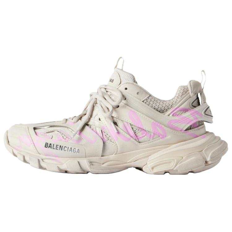 Balenciaga Track Signature Low top Chunky Sneakers Women's Beige Pink