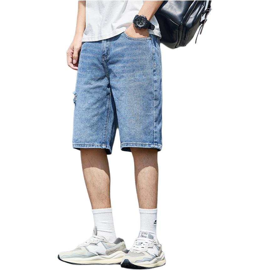 Tonlion Denim Shorts Unisex Dark Blue Thin