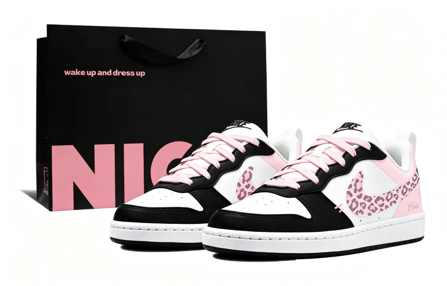 Nike Nike Court Borough Leather Low top Kids' Skateboarding Shoes Black Pink Unisex