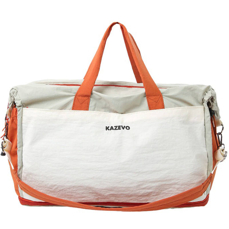 Tonlion Nylon Travel Bag Unisex White & Orange