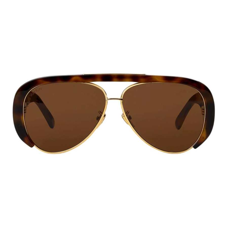 LOUIS VUITTON Acetate Aviator Sunglasses Women's Dark Tortoiseshell