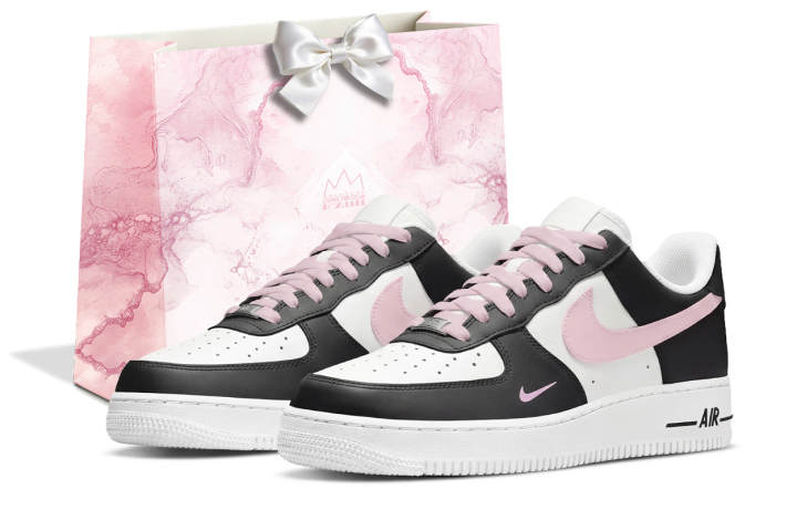 Nike Nike Air Force 1 Valentine's Day Shopping Bag Abrasion Resistant Low top Skateboard Shoes Women's Black Pink