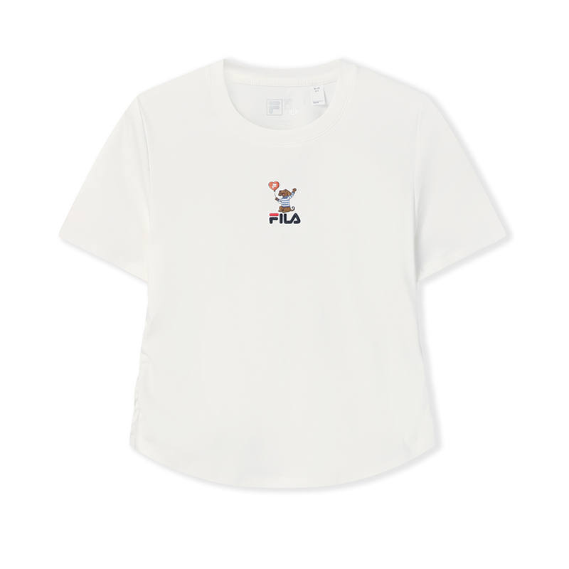 FILA ORIGINALE T Shirts Women's Cloud White WT Crew Neck Moderate Nipped In Waist