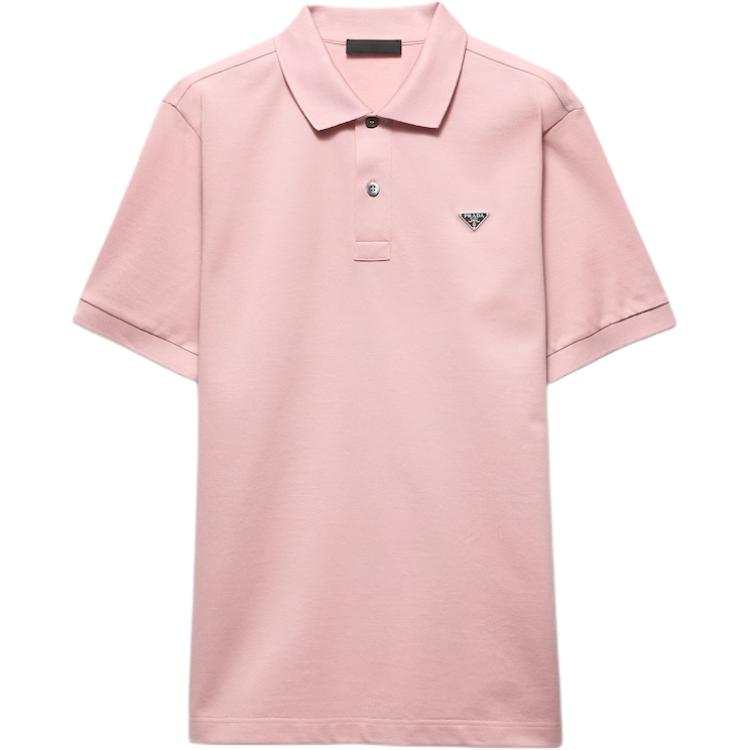 PRADA Polo Shirts Men's Pink Polo Collar Moderate Straight Fit