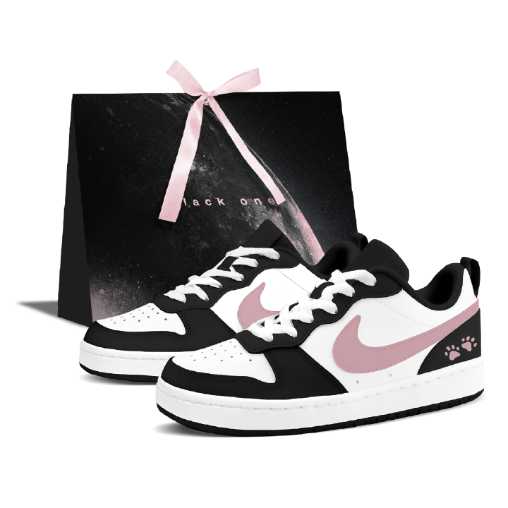 Nike Nike Court Borough Black Pink Pudding Leather Low top Kids' Skateboarding Shoes Black, Pink Teenagers