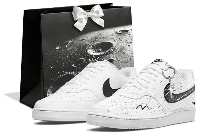 Nike Nike Court Vision 1 Ink Splatter, Planet Cushioning Slip Resistant Low top Skateboard Shoes Men's Black White