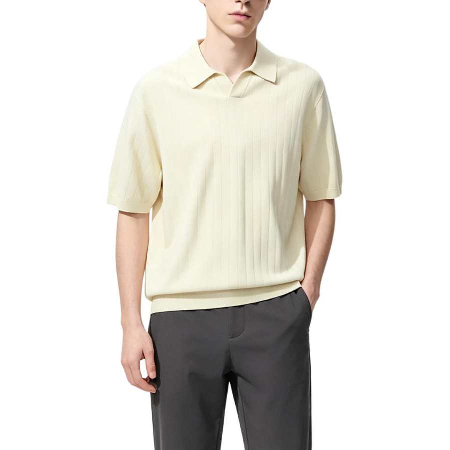 UNIQLO SS26 Polo Shirts Men's Light Beige Polo Collar Moderate