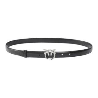PINKO Calfskin Leather Belts Women's Black Width 2cm