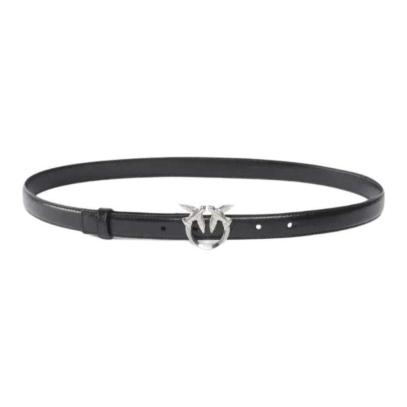 PINKO Calfskin Leather Belts Women's Black Width 2cm