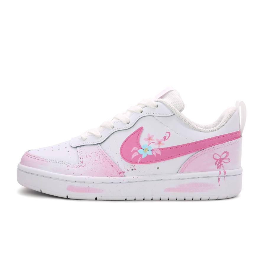Nike Nike Court Borough Cherry Blossom Whisper Leather Abrasion Resistant Low top Kids' Skateboarding Shoes Teenagers