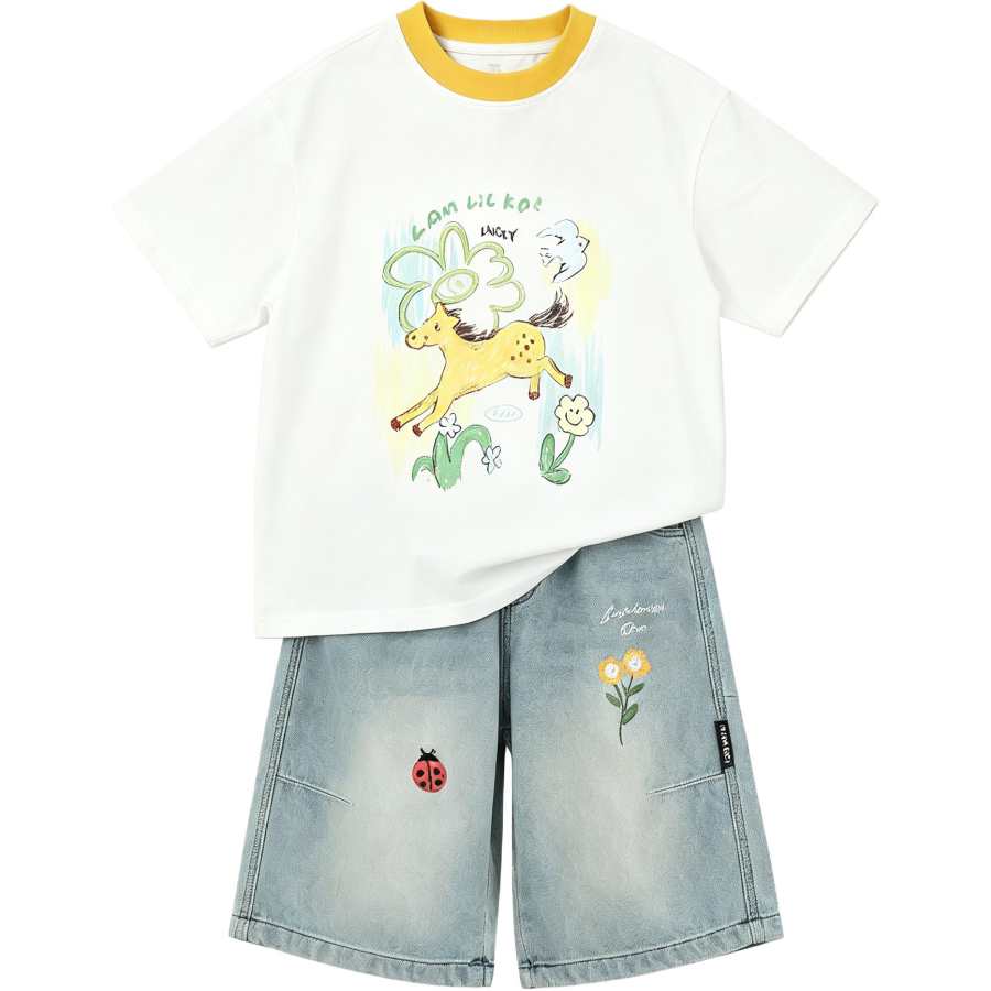 YALU Kids Casual Sportswear Crew Neck Moderate Stretch