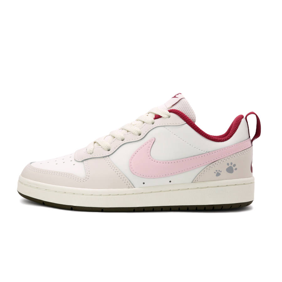 Nike Nike Court Borough Cat Paw Pink Charm Leather Abrasion Resistant Low top Kids' Skateboarding Shoes Teenagers