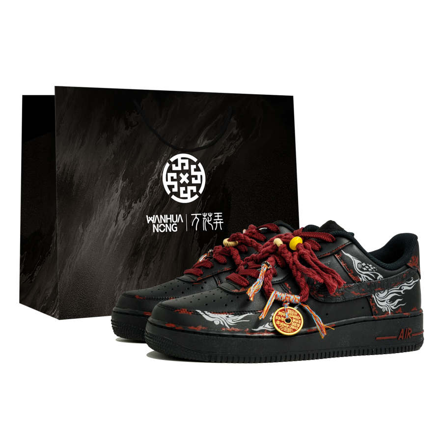 Nike Nike Air Force 1 Wan Hua Nong, Xuan Sui, Shopping Bag Abrasion Resistant Low top Skateboard Shoes Men's Black