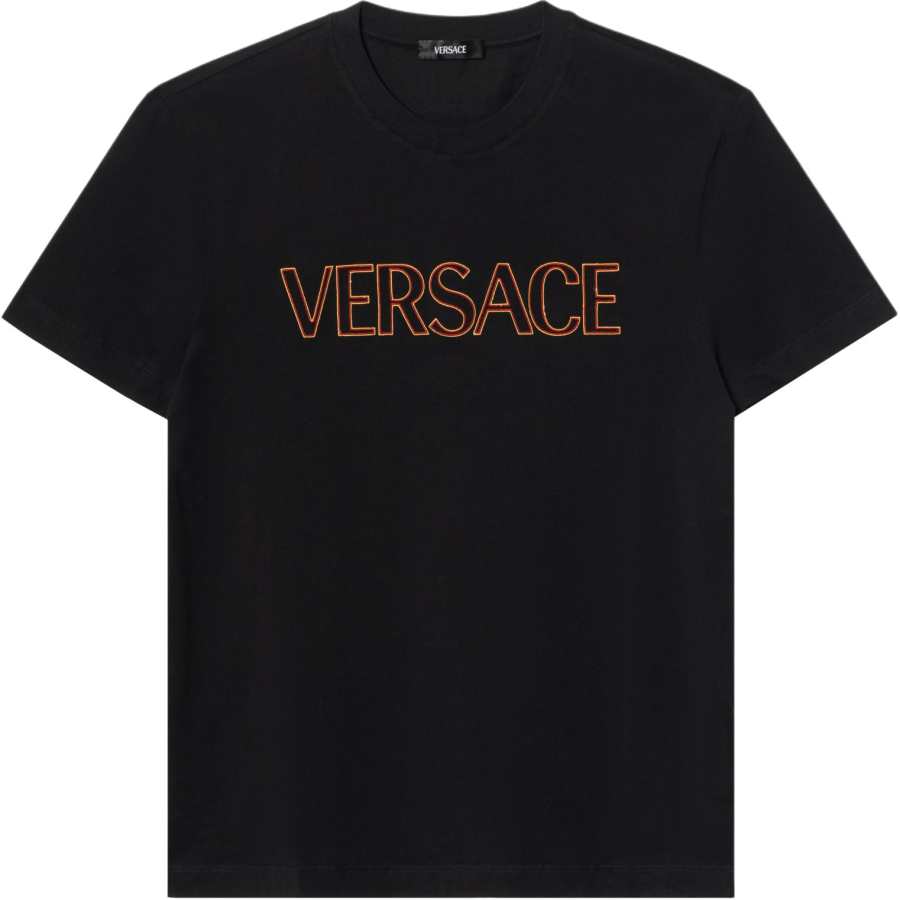 VERSACE T Shirts Men's Black Crew Neck Moderate Straight Fit
