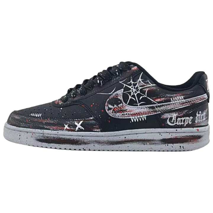 Nike Nike Court Vision 1 Spider Web Gothic Slip Resistant Abrasion Resistant Low top Skateboard Shoes Men's Black