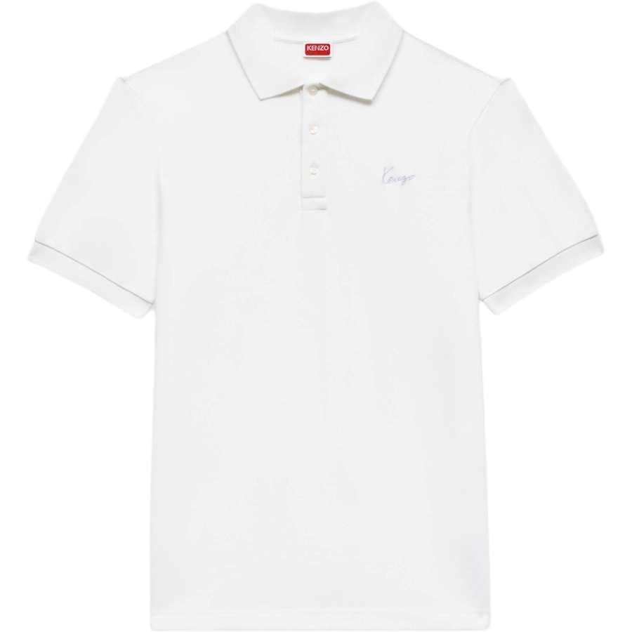 KENZO Polo Shirts Men's Ecru Polo Collar Moderate Straight Fit
