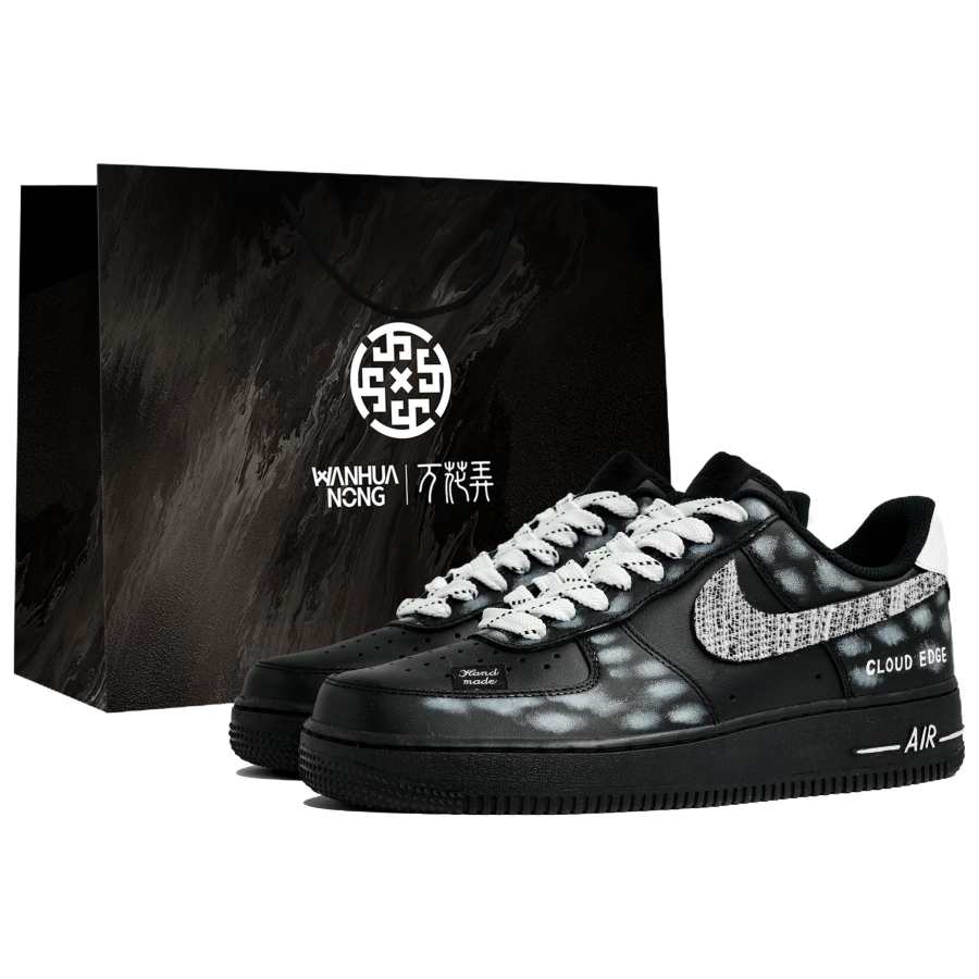 Nike Nike Air Force 1 Wan Hua Nong, Yun Bian, Shopping Bag Abrasion Resistant Low top Skateboard Shoes Men's Black White