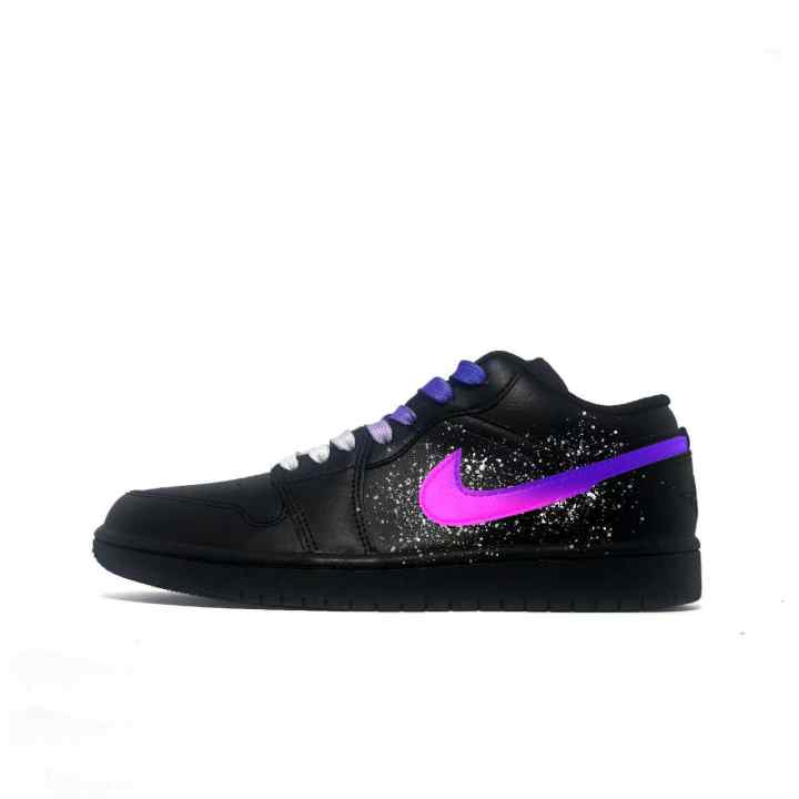 Jordan Jordan Air Jordan 1 Sparkling Starry Sky Leather Cushioning Slip Resistant Abrasion Resistant Low top