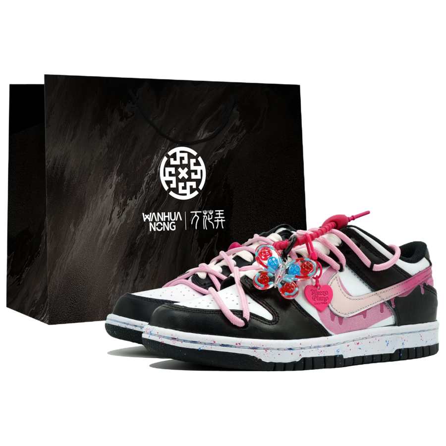 Nike Nike Dunk Kaleidoscope, Ink In Style, Shopping Bag Low top Skateboard Shoes Women's Black White Pink